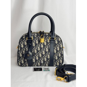 Dior D-Vibe Bowling Bag Blue Dior Oblique Jacquard size 25*9.5*16cm Bags