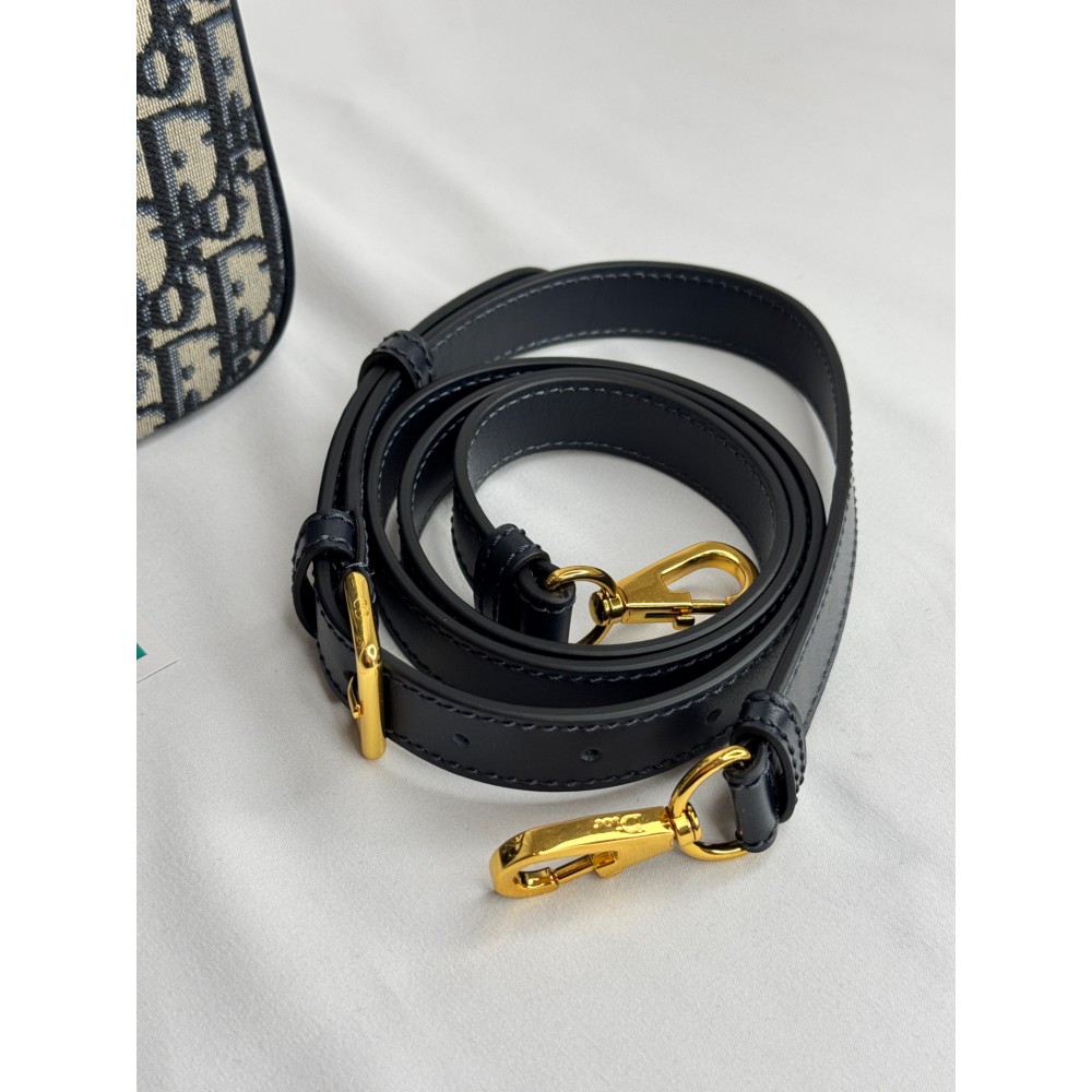 Dior D-Vibe Bowling Bag Blue Dior Oblique Jacquard size 25*9.5*16cm Bags