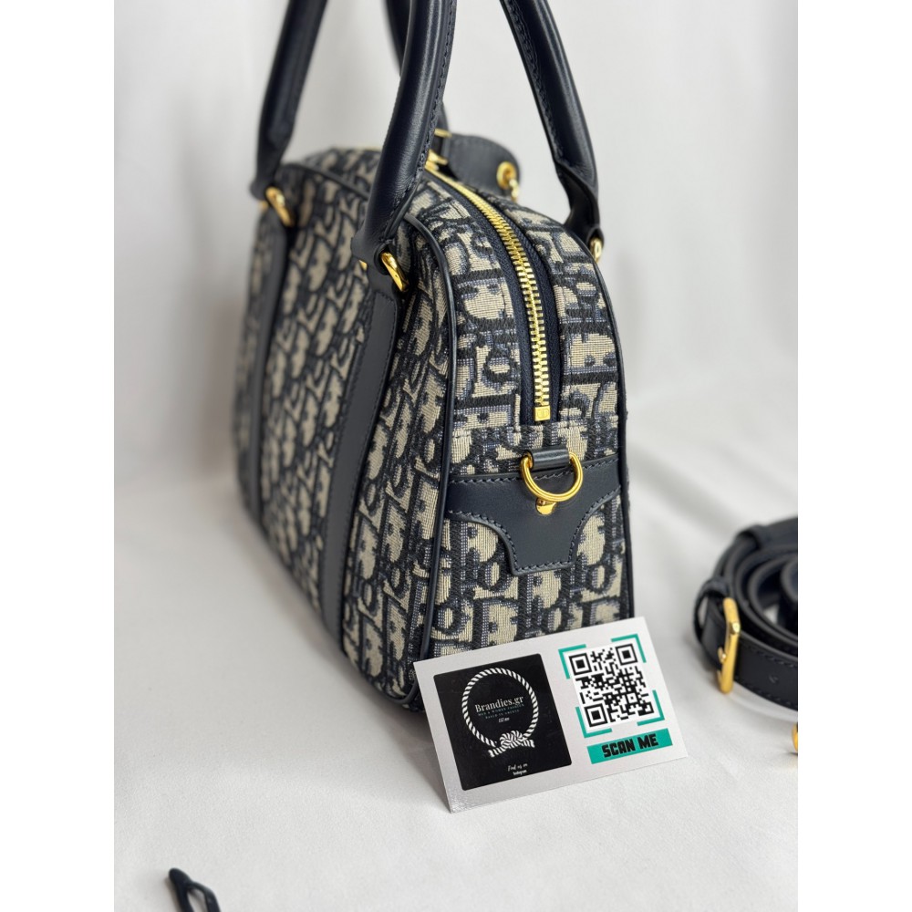 Dior D-Vibe Bowling Bag Blue Dior Oblique Jacquard size 25*9.5*16cm Bags