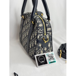 Dior D-Vibe Bowling Bag Blue Dior Oblique Jacquard size 25*9.5*16cm Bags