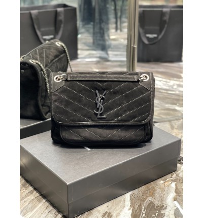 Ysl niki velvet leather bag 28x20cm