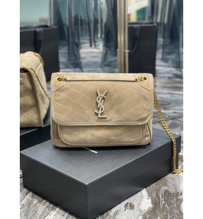 Ysl niki velvet leather bag 28x20cm