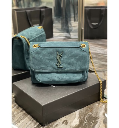 Ysl niki velvet leather bag 28x20cm