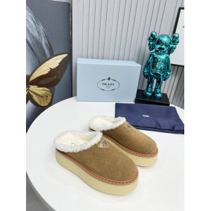 Prada 50mm suede mules fur insole Sheep Skin 36-42 Shoes