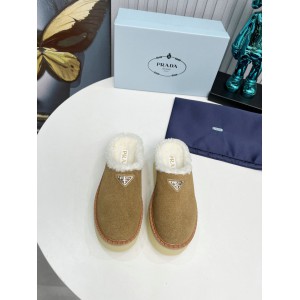 Prada 50mm suede mules fur insole Sheep Skin 36-42 Shoes
