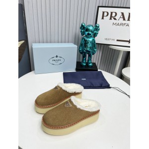 Prada 50mm suede mules fur insole Sheep Skin 36-42 Shoes