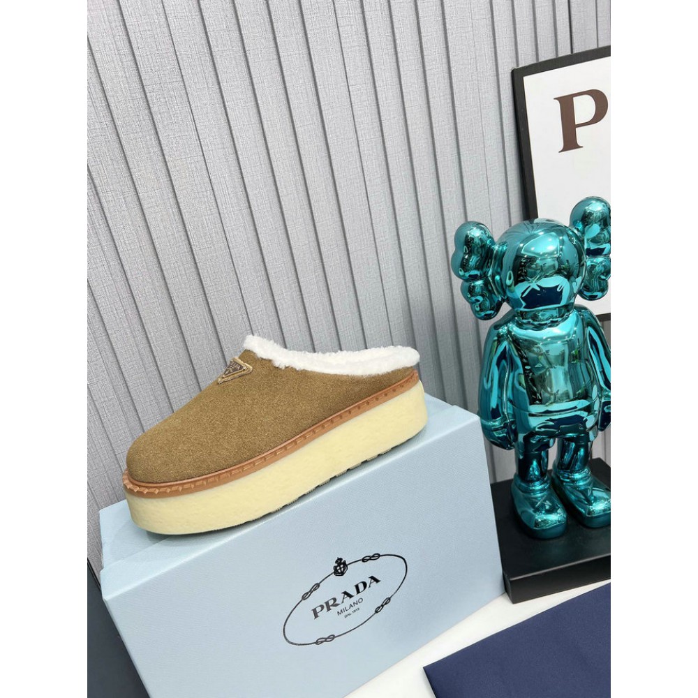 Prada 50mm suede mules fur insole Sheep Skin 36-42 Shoes