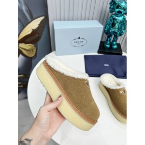 Prada 50mm suede mules fur insole Sheep Skin 36-42 Shoes