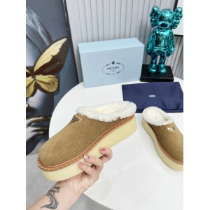 Prada 50mm suede mules fur insole Sheep Skin 36-42 Shoes