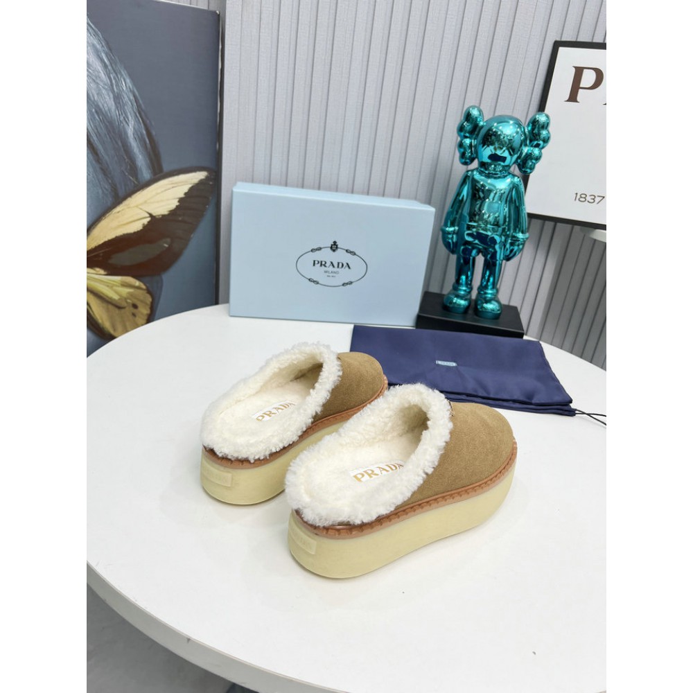 Prada 50mm suede mules fur insole Sheep Skin 36-42 Shoes