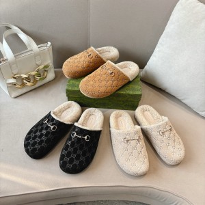 Gucci Horsebit GG shearling-lined suede mules 36-45 Shoes