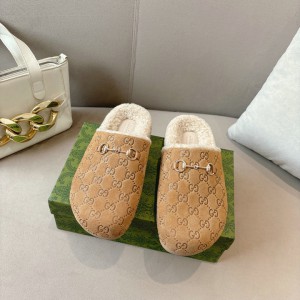 Gucci Horsebit GG shearling-lined suede mules 36-45 Shoes