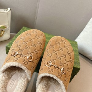 Gucci Horsebit GG shearling-lined suede mules 36-45 Shoes