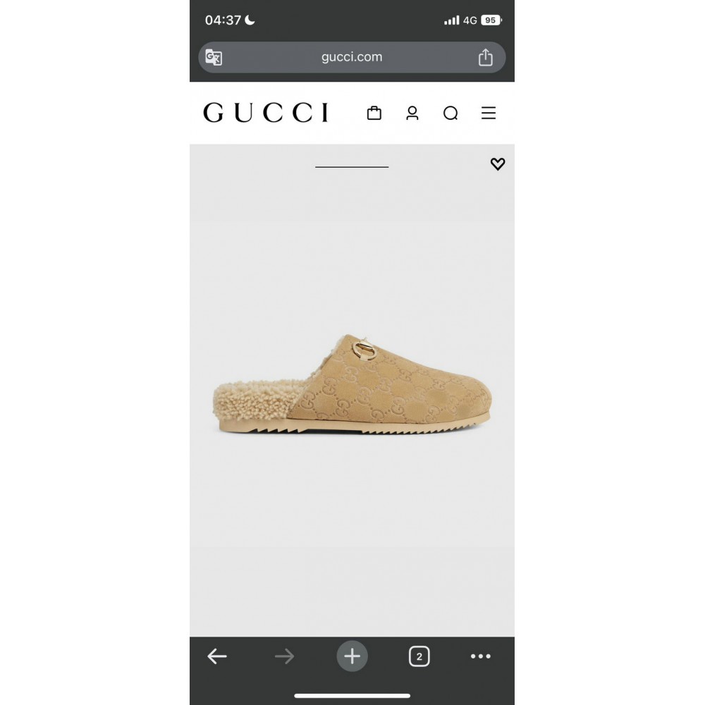 Gucci Horsebit GG shearling-lined suede mules 36-45 Shoes
