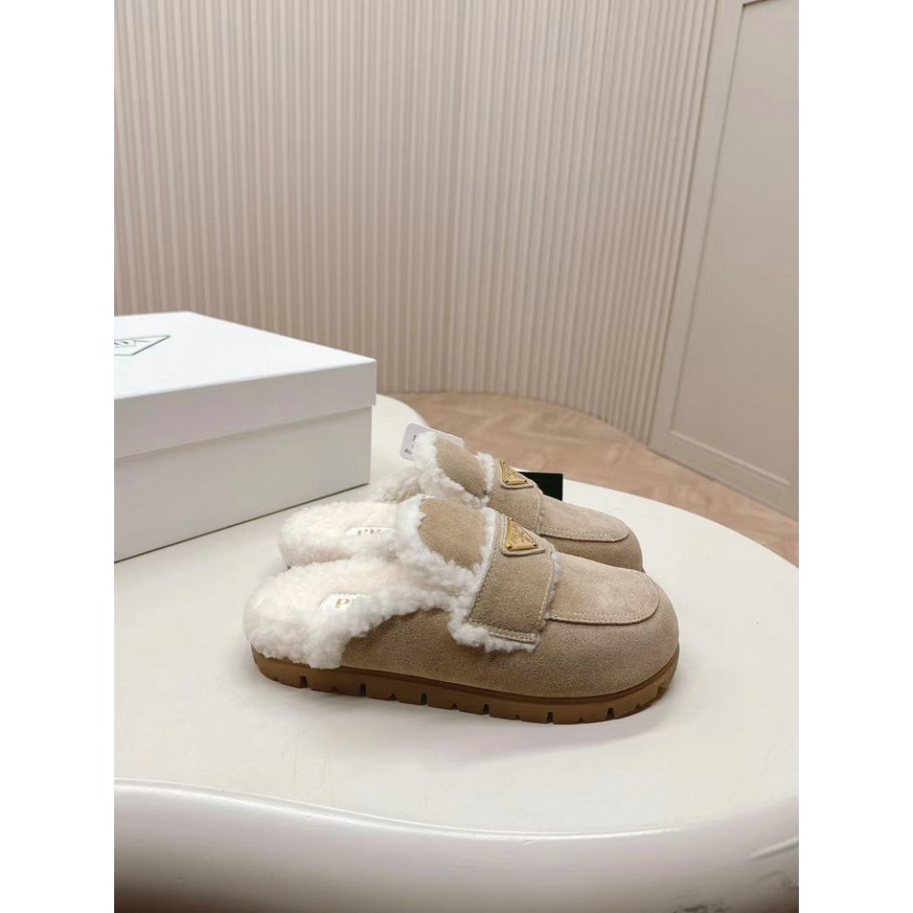 Prada Shearling-lined suede mules 36-42 Shoes