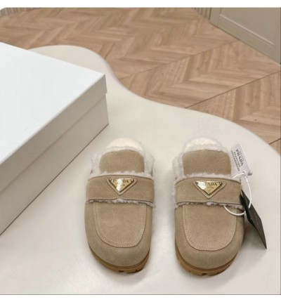 Prada Shearling-lined suede mules 36-42