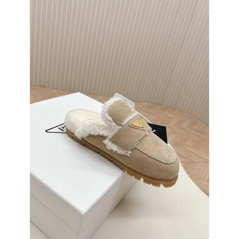 Prada Shearling-lined suede mules 36-42 Shoes