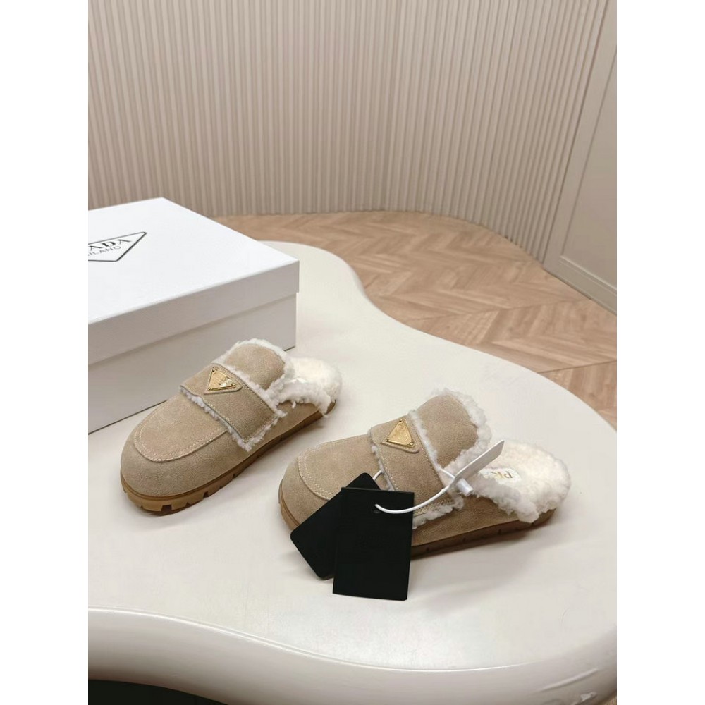Prada Shearling-lined suede mules 36-42 Shoes