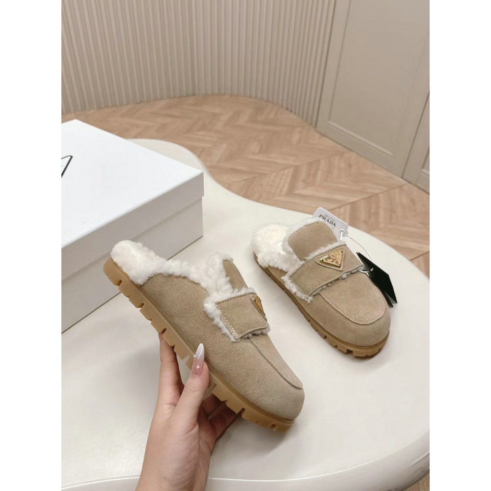Prada Shearling-lined suede mules 36-42 Shoes