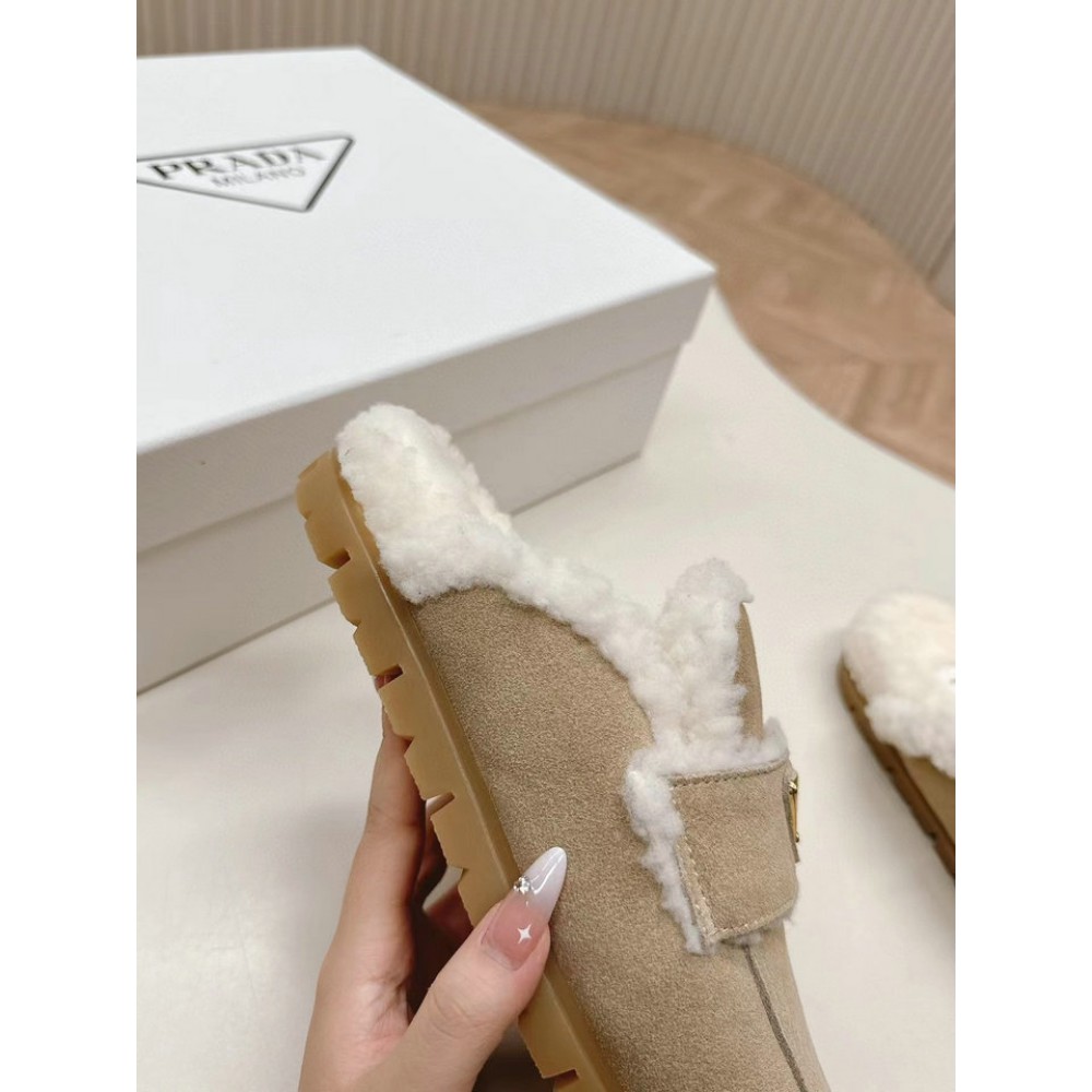 Prada Shearling-lined suede mules 36-42 Shoes