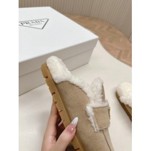 Prada Shearling-lined suede mules 36-42 Shoes