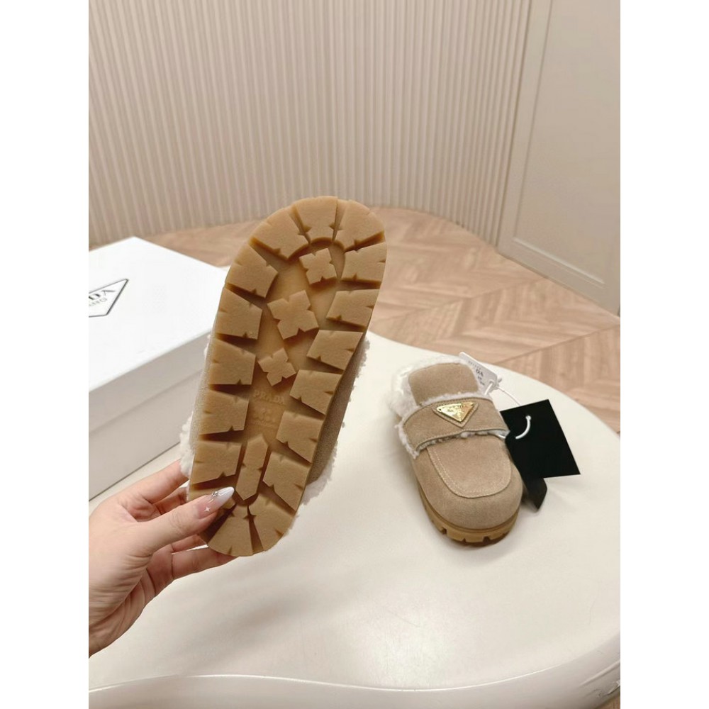 Prada Shearling-lined suede mules 36-42 Shoes