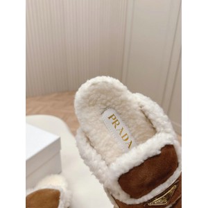 Prada Shearling-lined suede mules 36-42 Shoes