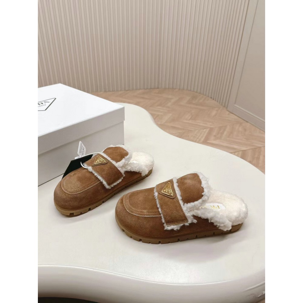 Prada Shearling-lined suede mules 36-42 Shoes