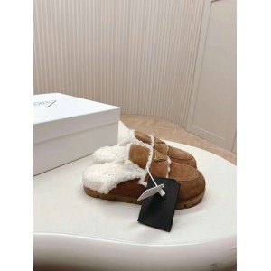 Prada Shearling-lined suede mules 36-42 Shoes