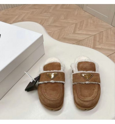 Prada Shearling-lined suede mules 36-42
