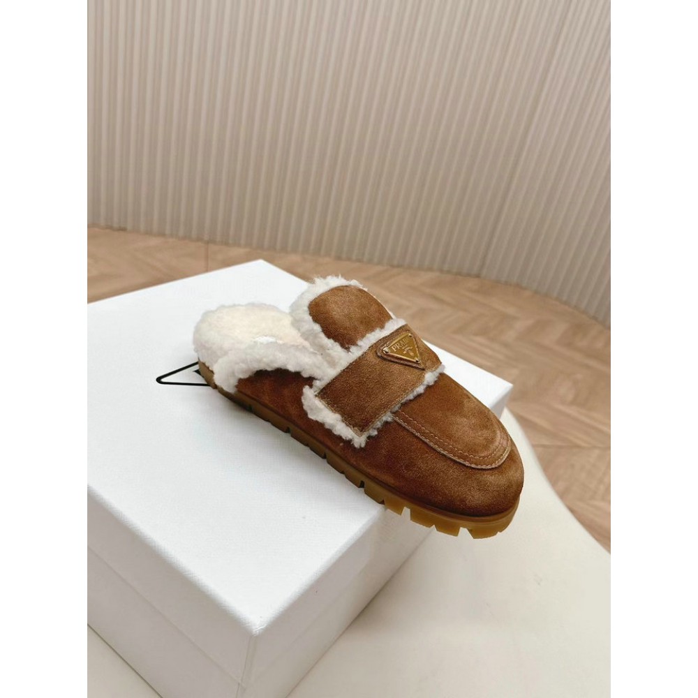 Prada Shearling-lined suede mules 36-42 Shoes