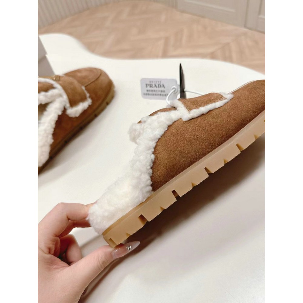 Prada Shearling-lined suede mules 36-42 Shoes
