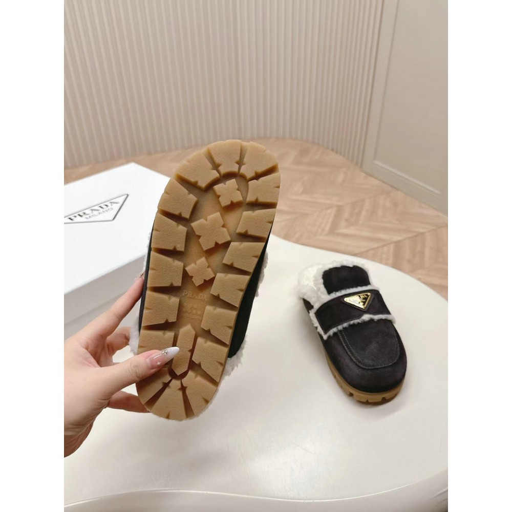 Prada Shearling-lined suede mules 36-42 Shoes