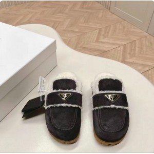 Prada Shearling-lined suede mules 36-42 Shoes