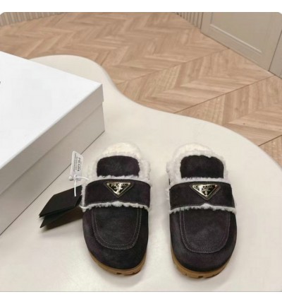 Prada Shearling-lined suede mules 36-42