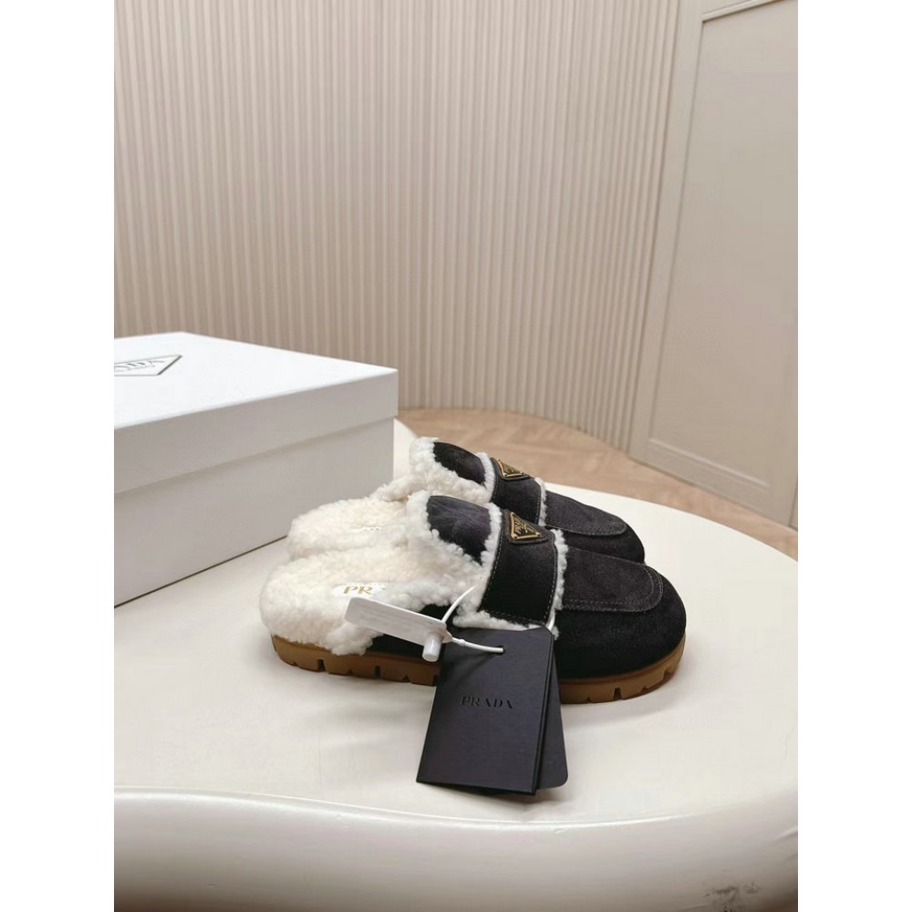 Prada Shearling-lined suede mules 36-42 Shoes