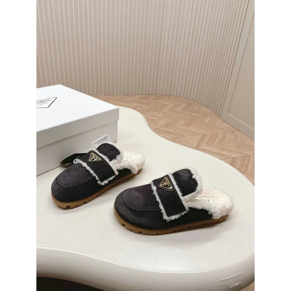 Prada Shearling-lined suede mules 36-42 Shoes