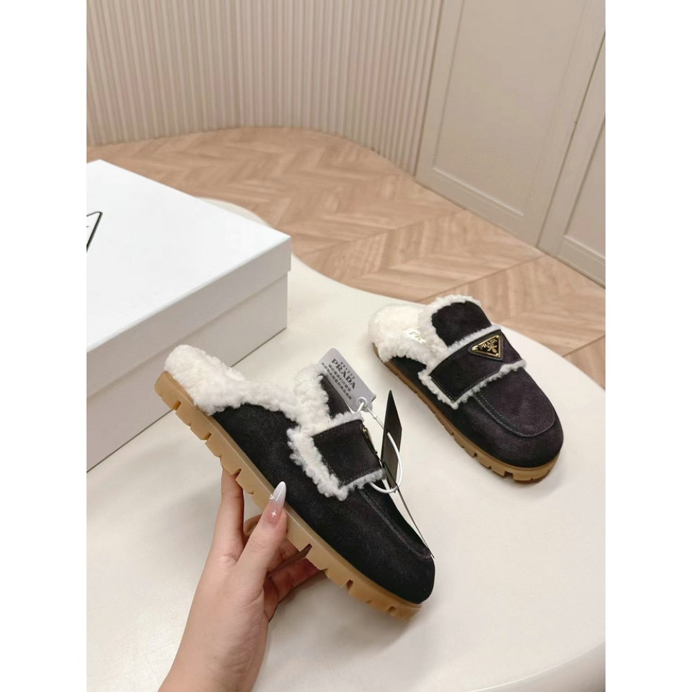 Prada Shearling-lined suede mules 36-42 Shoes
