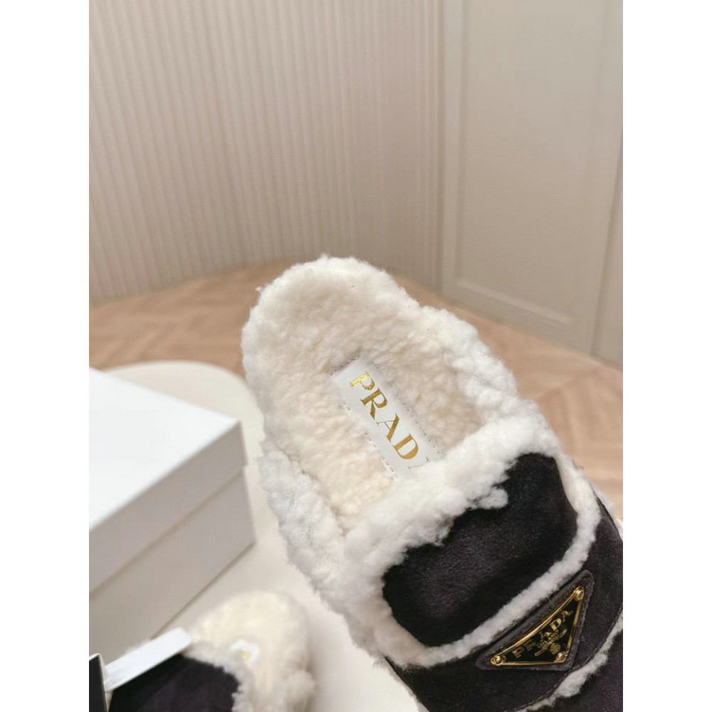 Prada Shearling-lined suede mules 36-42 Shoes