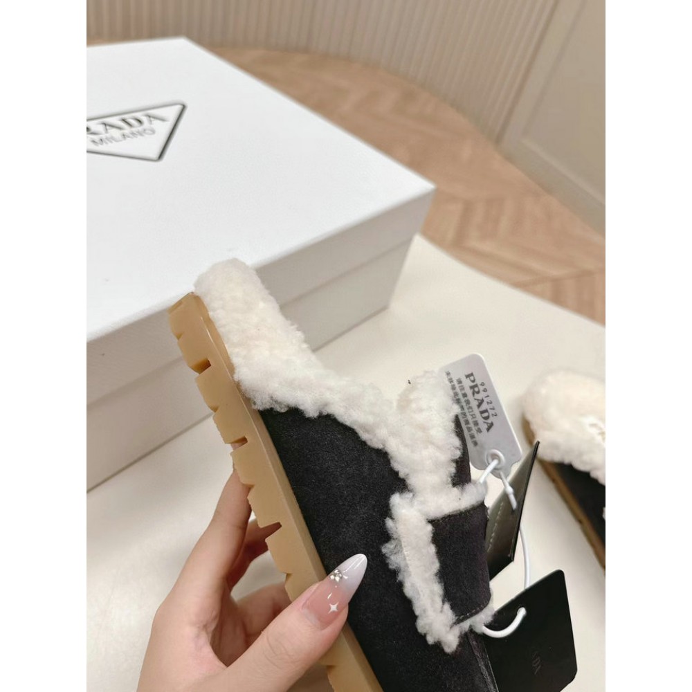 Prada Shearling-lined suede mules 36-42 Shoes