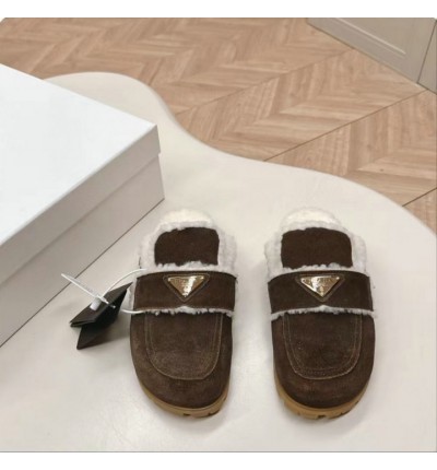 Prada Shearling-lined suede mules 36-42