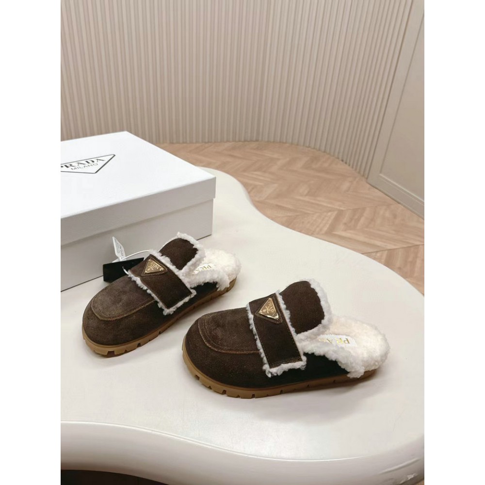 Prada Shearling-lined suede mules 36-42 Shoes