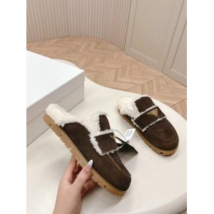 Prada Shearling-lined suede mules 36-42 Shoes