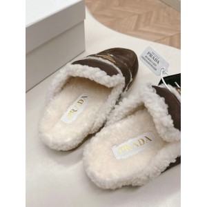 Prada Shearling-lined suede mules 36-42 Shoes