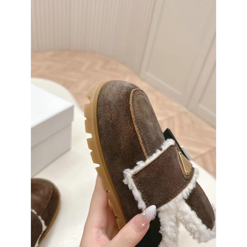 Prada Shearling-lined suede mules 36-42 Shoes