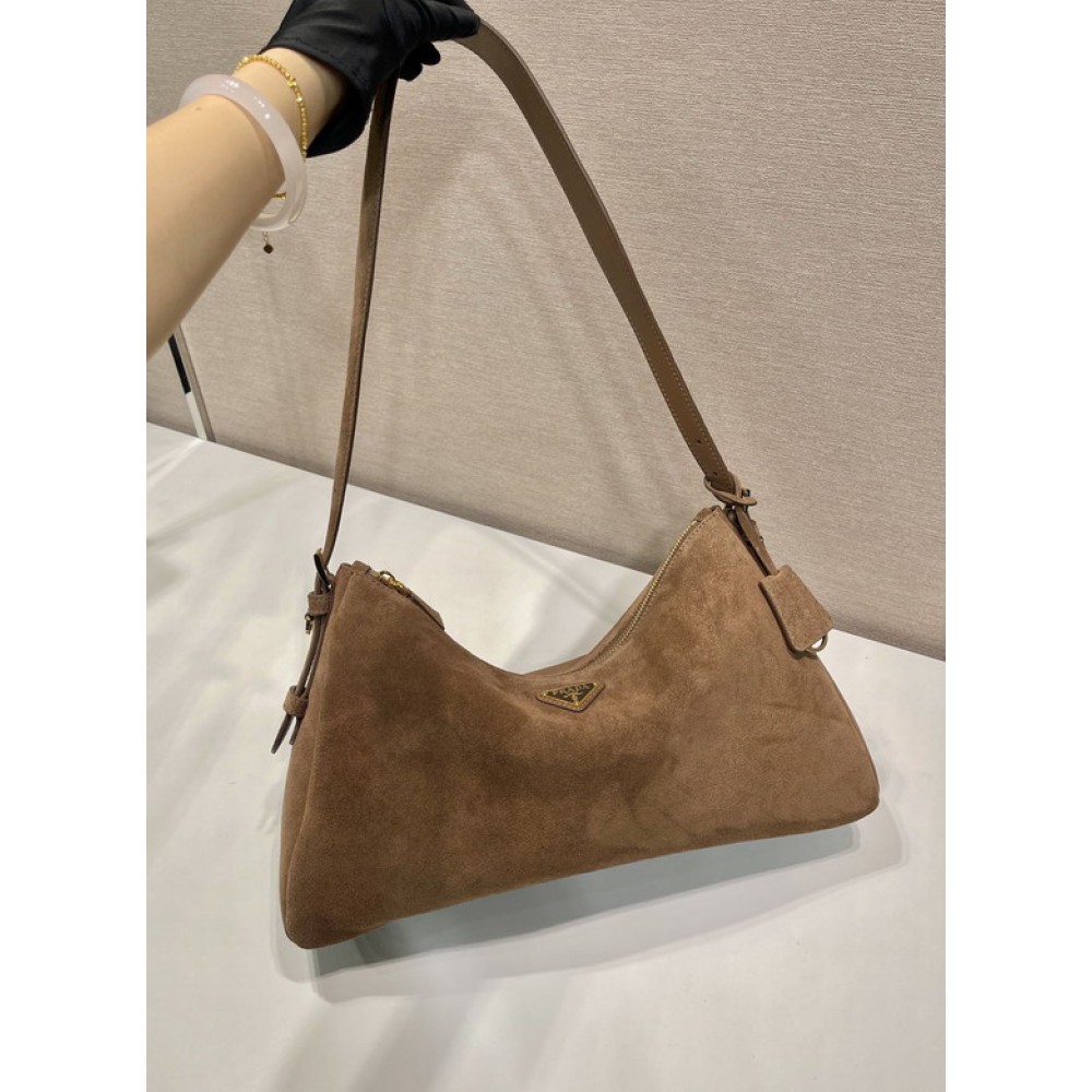 Prada Aimée large suede shoulder bag 39x23x12cm Prada tote bags
