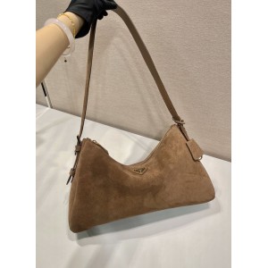 Prada Aimée large suede shoulder bag 39x23x12cm Prada tote bags