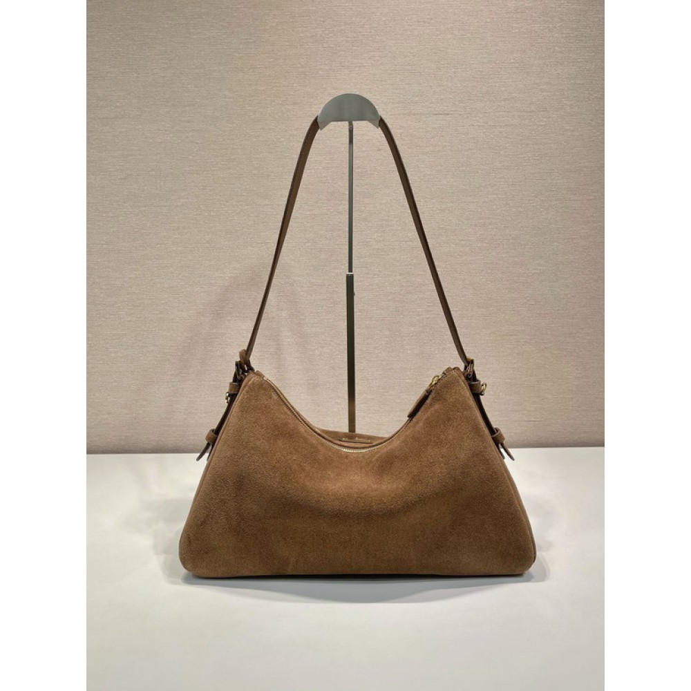 Prada Aimée large suede shoulder bag 39x23x12cm Prada tote bags