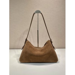 Prada Aimée large suede shoulder bag 39x23x12cm Prada tote bags