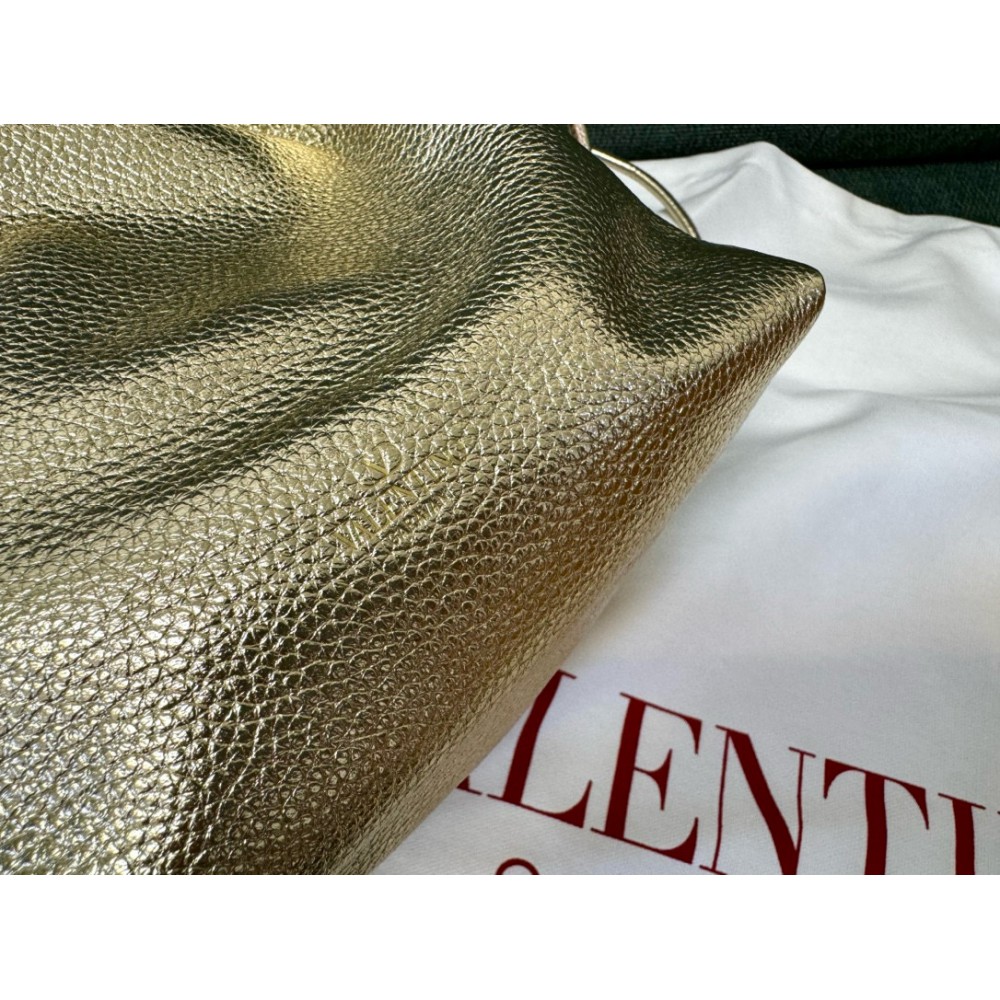 Valentino VLOGO POUF METALLIC LEATHER BUCKET BAG Bags